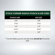 F16 Corner Radius Punch - No Keyway