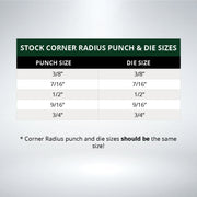 F16 Corner Radius Punch with 1/4" x 1/8" Cross Keyway