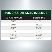 SUN30/SUN45 Punch & Die Set - 6 Pack